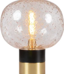 Casa Padrino Luxus Tischleuchte Schwarz / Messingfarben Ø 34 x H. 38 cm - Designer Tischlampe