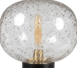 Casa Padrino Luxus Tischleuchte Schwarz / Messingfarben Ø 34 x H. 38 cm - Designer Tischlampe