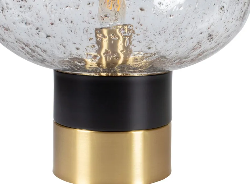 Casa Padrino Luxus Tischleuchte Schwarz / Messingfarben Ø 34 x H. 38 cm - Designer Tischlampe