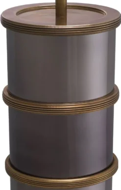 Casa Padrino Luxus Tischleuchte Vintage Messing / Schwarz Nickel / Creme Ø 45 x H. 76 cm - Runde Schreibtischleuchte - Luxus Tischleuchten - Luxus Möbel - Luxus Qualität