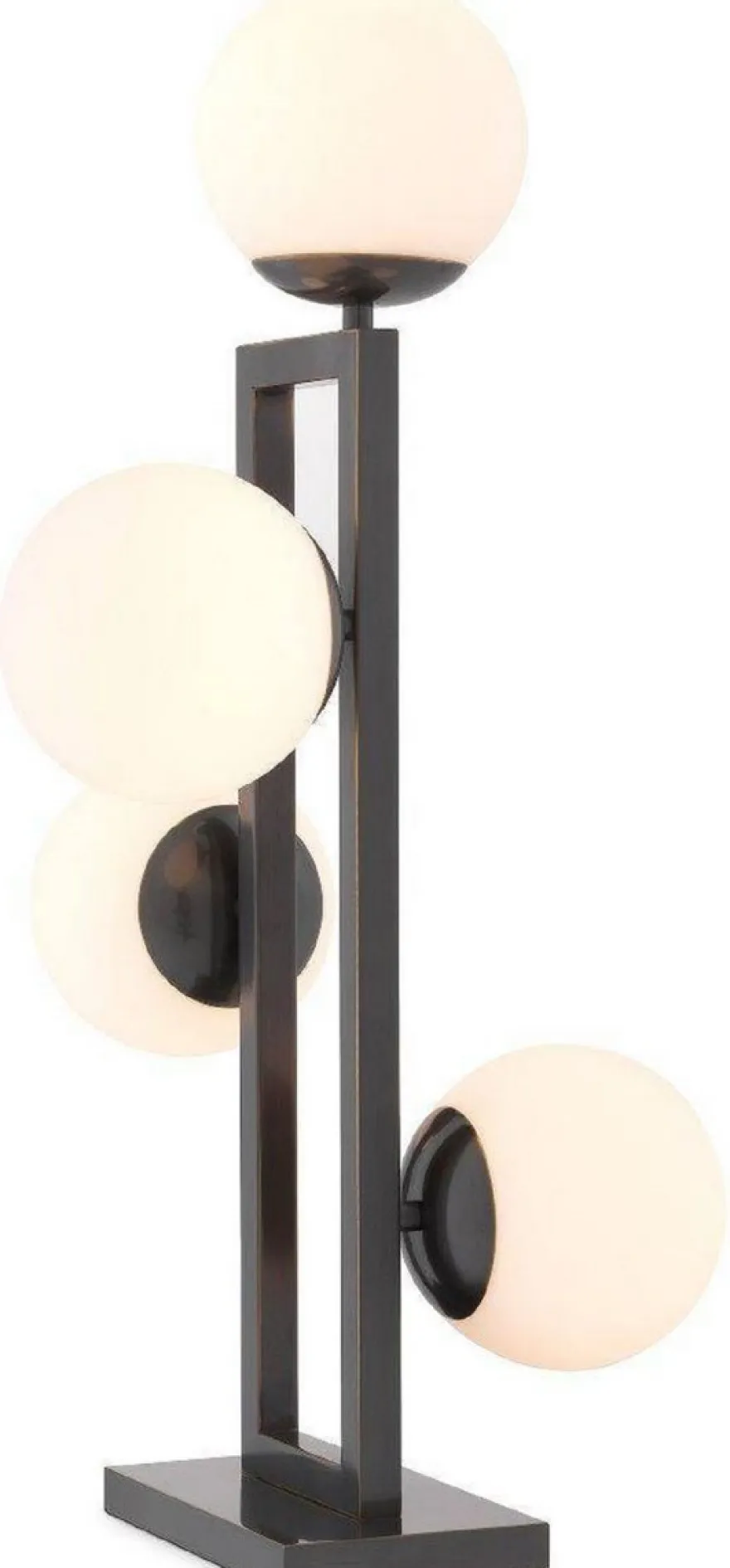 Casa Padrino Luxus Tischleuchte Bronzefarben / Weiß 35 x 37,5 x H. 65,5 cm - Elegante Schreibtischleuchte mit runden Glas Lampnschirmen - Luxus Leuchten