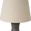 Casa Padrino Luxus Tischleuchte Grau / Antik Messing / Beige Ø 38 x H. 88 cm - Moderne Marmor Schreibtschleuchte in Bambus Optik - Luxus Kollektion