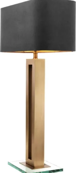 Casa Padrino Luxus Tischleuchte Antik Messingfarben / Schwarz 45 x 22 x H. 84,5 cm - Hotel & Restaurant Tischlampe