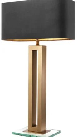 Casa Padrino Luxus Tischleuchte Antik Messingfarben / Schwarz 45 x 22 x H. 84,5 cm - Hotel & Restaurant Tischlampe