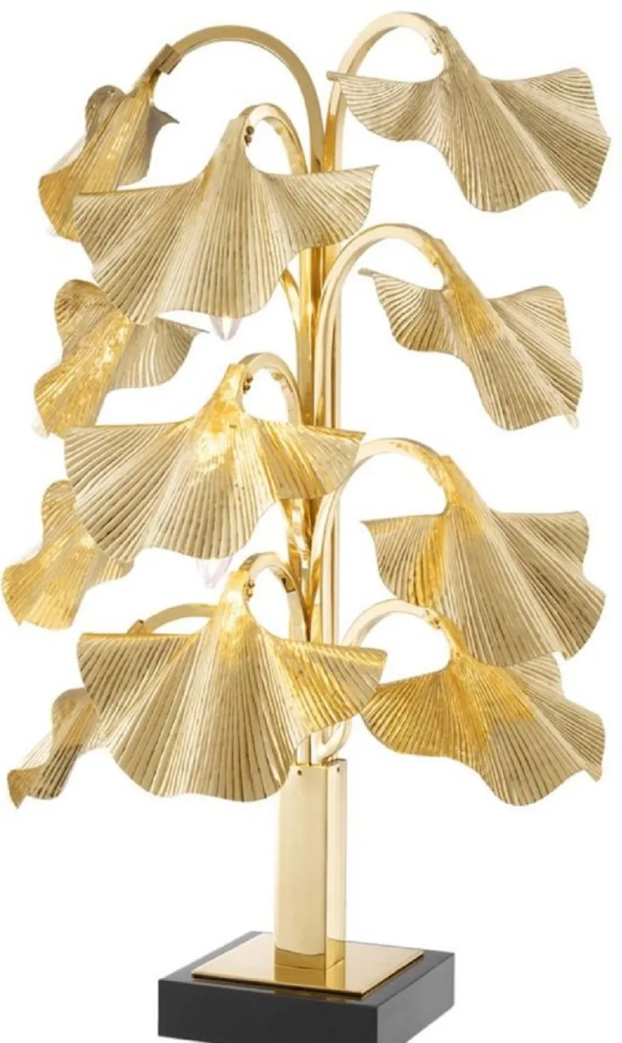 Casa Padrino Luxus Tischleuchte Messingfarben / Schwarz 55 x 38 x H. 88 cm - Designer Lampe mit Granitsockel
