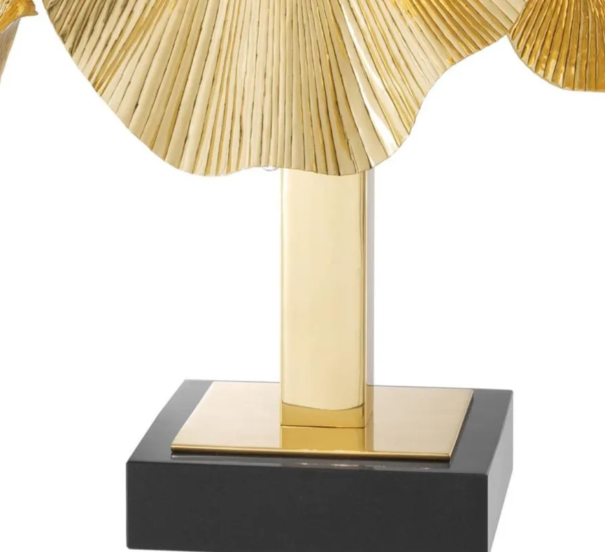 Casa Padrino Luxus Tischleuchte Messingfarben / Schwarz 55 x 38 x H. 88 cm - Designer Lampe mit Granitsockel