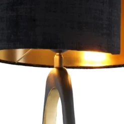Casa Padrino Luxus Tischleuchte Schwarz / Messingfarben / Gold Ø 32 x H. 85 cm - Moderne Schreibtischleuchte mit Granitsockel - Luxus Leuchten