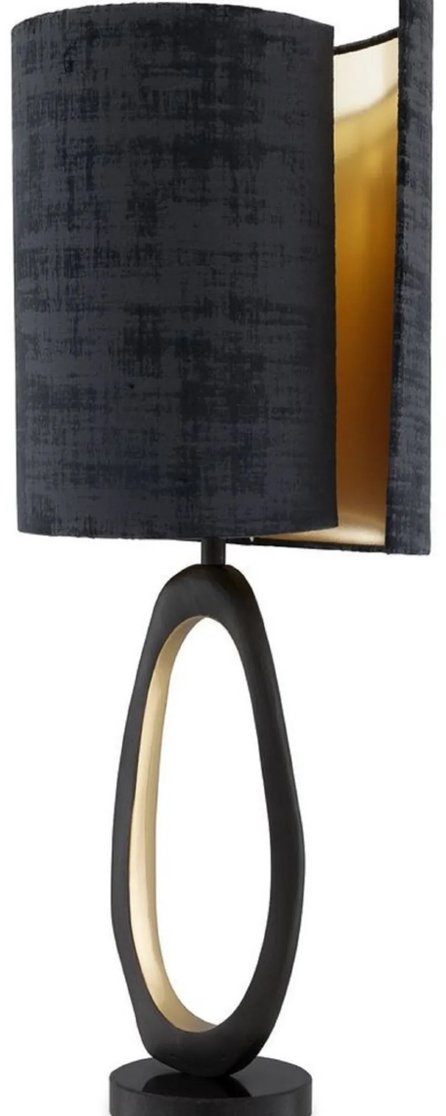 Casa Padrino Luxus Tischleuchte Schwarz / Messingfarben / Gold Ø 32 x H. 85 cm - Moderne Schreibtischleuchte mit Granitsockel - Luxus Leuchten
