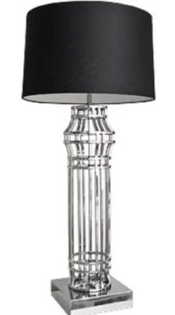 Casa Padrino Luxus Tischleuchte Silber / Schwarz Ø 30 x H. 102 cm - Luxus Wohnzimmerlampe