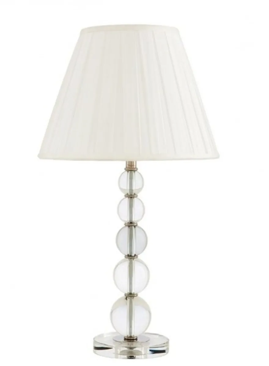 Casa Padrino Luxus Tischleuchte im Barock Stil aus Nickel und Kristallglas, Durchmesser 16 cm, Höhe 69 cm