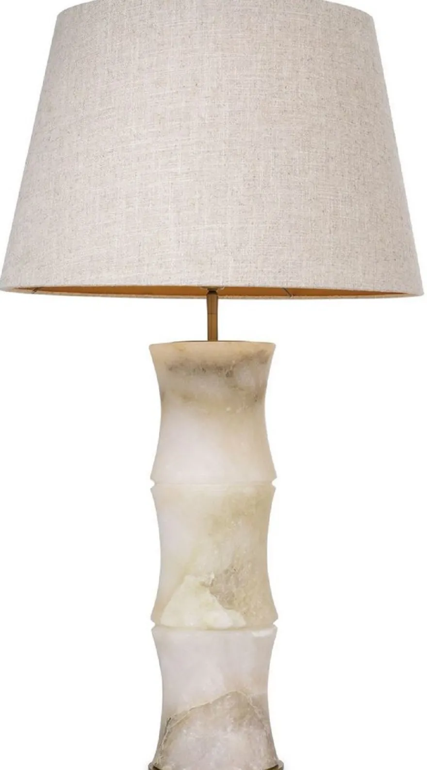 Casa Padrino Luxus Tischleuchte Alabaster / Antik Messing / Beige Ø 38 x H. 88 cm - Moderne Alabaster Schreibtschleuchte in Bambus Optik - Luxus Kollektion