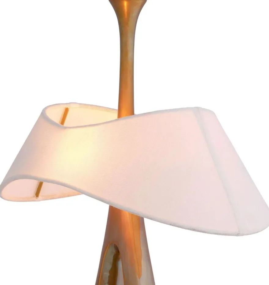 Casa Padrino Luxus Tischleuchte Vintage Messing / Weiß 41,5 x H. 63 cm - Messing Schreibtischleuchte mit Lampenschirm - Luxus Tischleuchten - Luxus Leuchten - Luxus Möbel - Luxus Interior