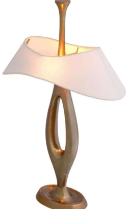 Casa Padrino Luxus Tischleuchte Vintage Messing / Weiß 41,5 x H. 63 cm - Messing Schreibtischleuchte mit Lampenschirm - Luxus Tischleuchten - Luxus Leuchten - Luxus Möbel - Luxus Interior