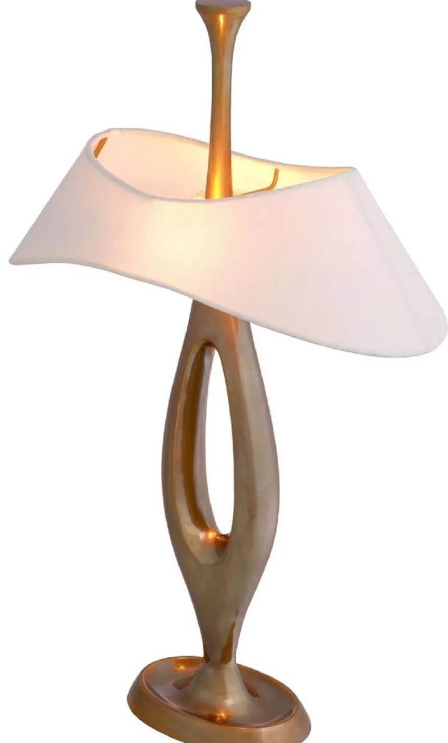 Casa Padrino Luxus Tischleuchte Vintage Messing / Weiß 41,5 x H. 63 cm - Messing Schreibtischleuchte mit Lampenschirm - Luxus Tischleuchten - Luxus Leuchten - Luxus Möbel - Luxus Interior