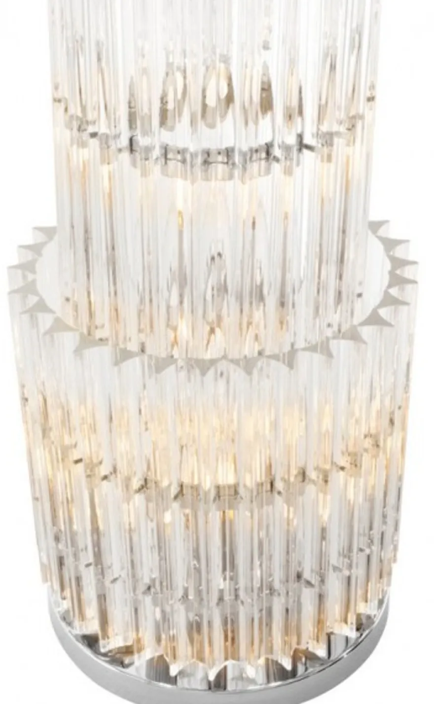 Casa Padrino Luxus Tischleuchte Eiszapfen Design, Klares Glas und Nickel Finish, Ø 33 x H 96 cm