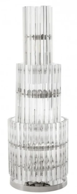 Casa Padrino Luxus Tischleuchte Eiszapfen Design, Klares Glas und Nickel Finish, Ø 33 x H 96 cm