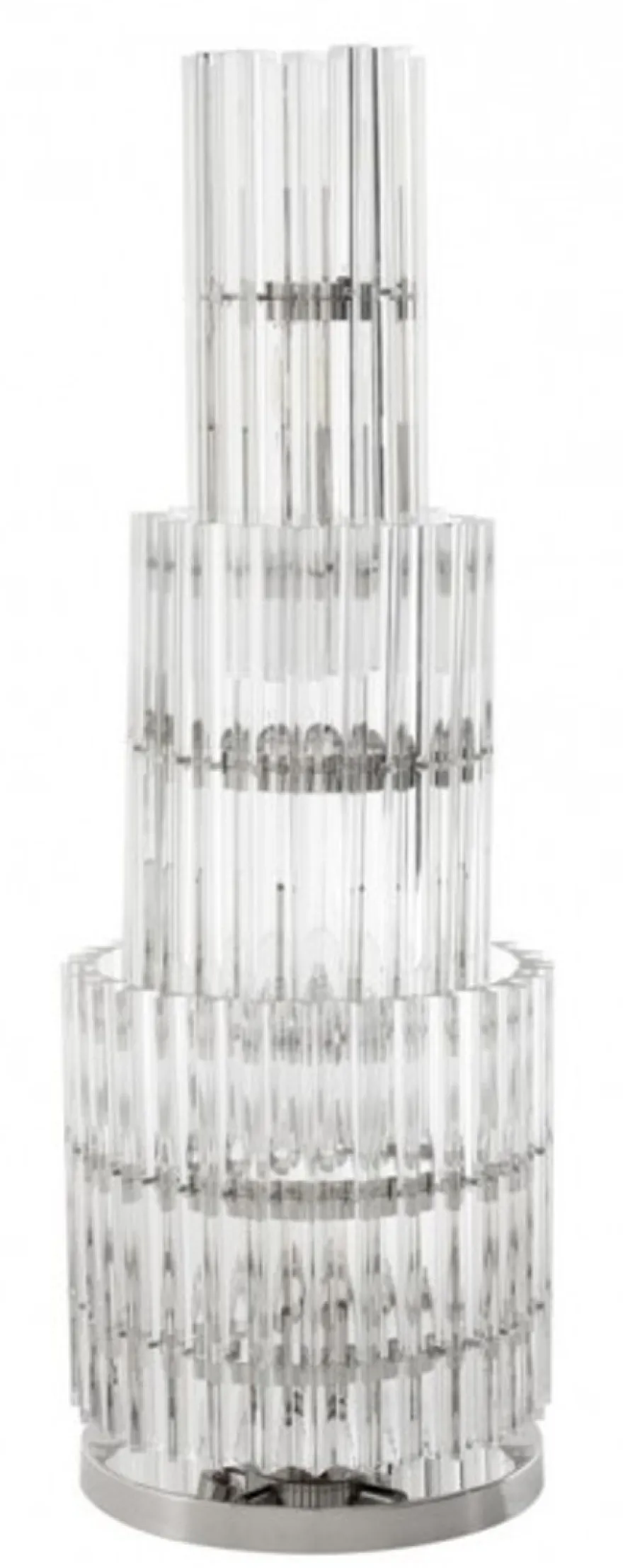 Casa Padrino Luxus Tischleuchte Eiszapfen Design, Klares Glas und Nickel Finish, Ø 33 x H 96 cm