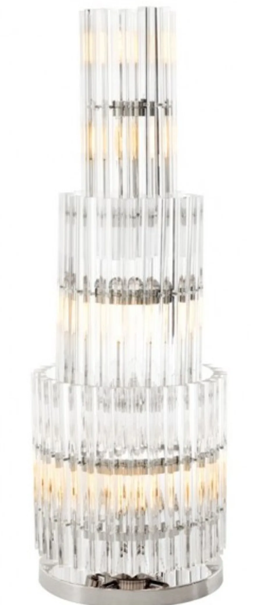 Casa Padrino Luxus Tischleuchte Eiszapfen Design, Klares Glas und Nickel Finish, Ø 33 x H 96 cm