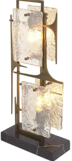 Casa Padrino Luxus Tischleuchte Antik Messing / Schwarz 32,5 x 15 x H. 72 cm - Elegante Schreibtischleuchte mit Marmorsockel und Glas Lampenschirmen - Luxus Leuchten - Luxus Möbel - Luxus Interior