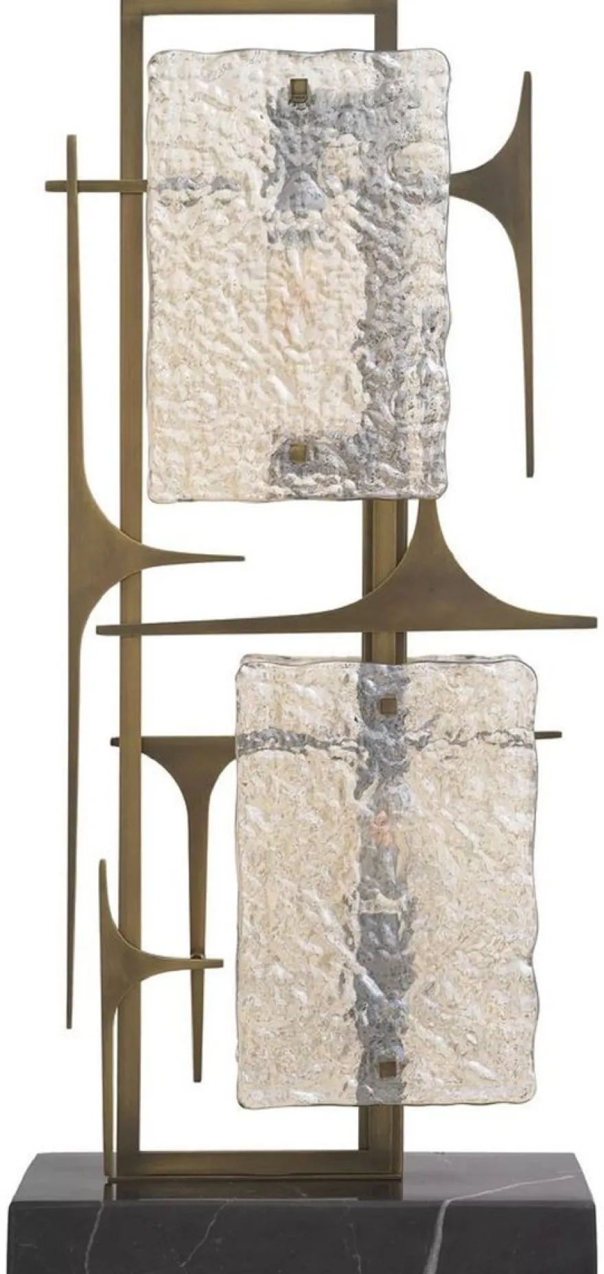 Casa Padrino Luxus Tischleuchte Antik Messing / Schwarz 32,5 x 15 x H. 72 cm - Elegante Schreibtischleuchte mit Marmorsockel und Glas Lampenschirmen - Luxus Leuchten - Luxus Möbel - Luxus Interior