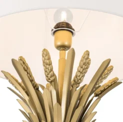 Casa Padrino Luxus Tischleuchte Antik Gold / Schwarz / Weiß Ø 45 x H. 85 cm - Designer Tischlampe mit Granitsockel & Lampenschirm