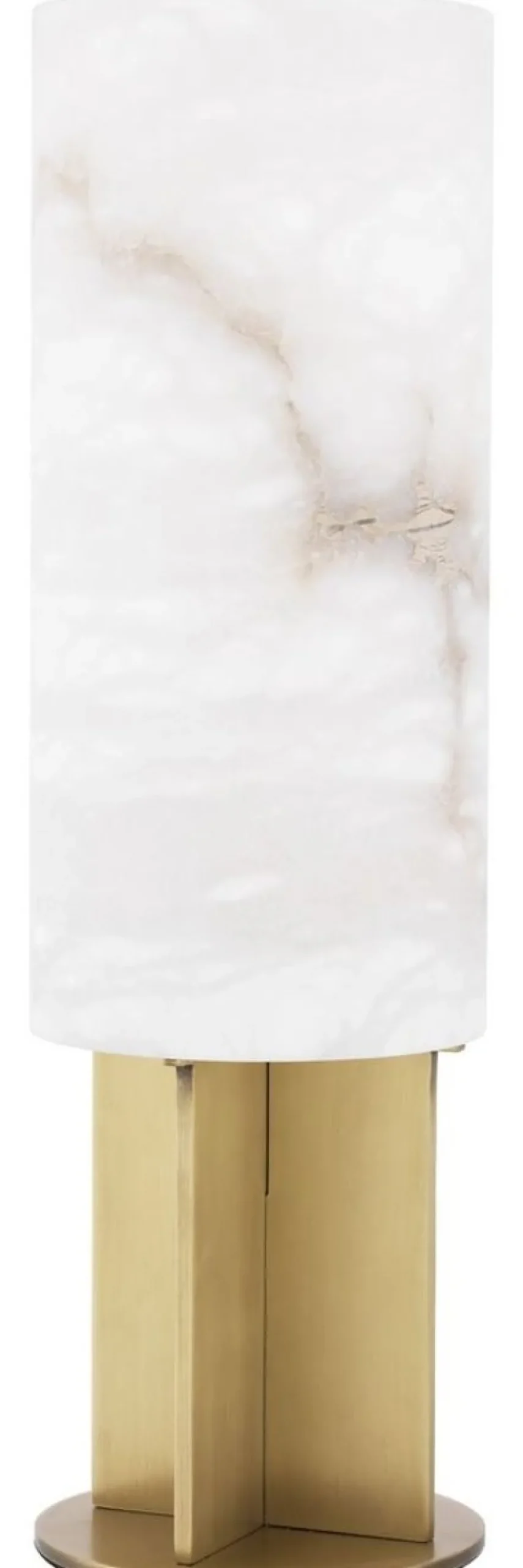 Casa Padrino Luxus Tischleuchte Antik Messing / Alabaster Ø 14 x H. 47 cm - Moderne Tischlampe mit rundem Alabaster Lampenschirm - Luxus Leuchten