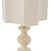 Casa Padrino Luxus Tischleuchte Beige / Antik Messing 40,5 x 40,5 x H. 116,5 cm - Travertin Schreibtischleuchte mit Lampenschirm - Luxus Tischleuchten - Luxus Qualität