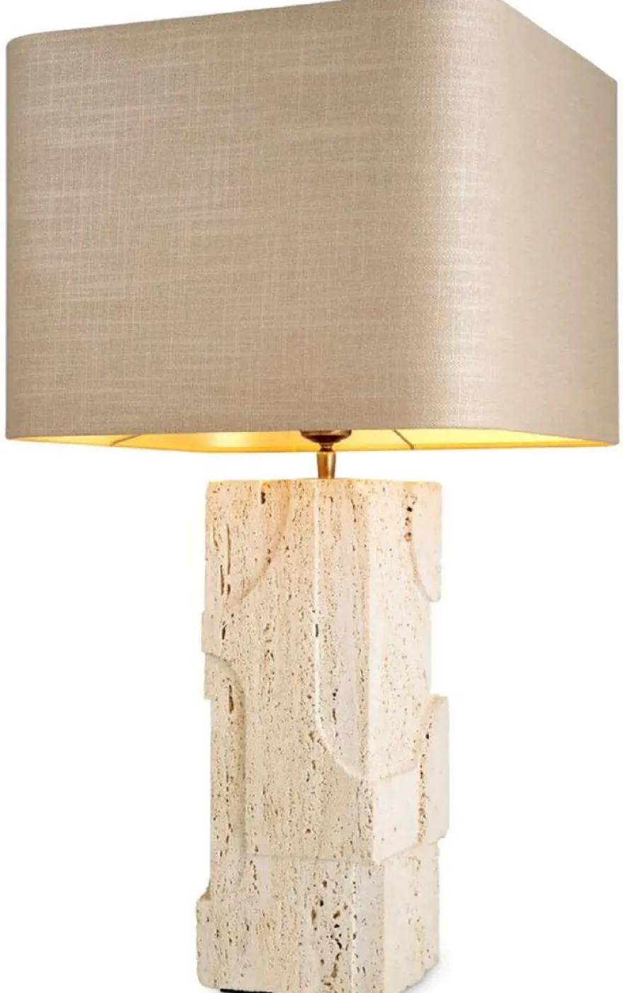 Casa Padrino Luxus Tischleuchte Weiß / Beige H. 76 cm - Luxus Schreibtischleuchten