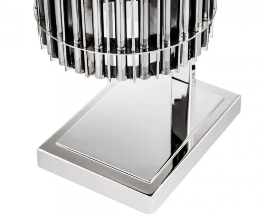 Casa Padrino Luxus Tischleuchte im edlen Nickel Design - 23 x 16,5 x 66 cm - Massive Ausführung