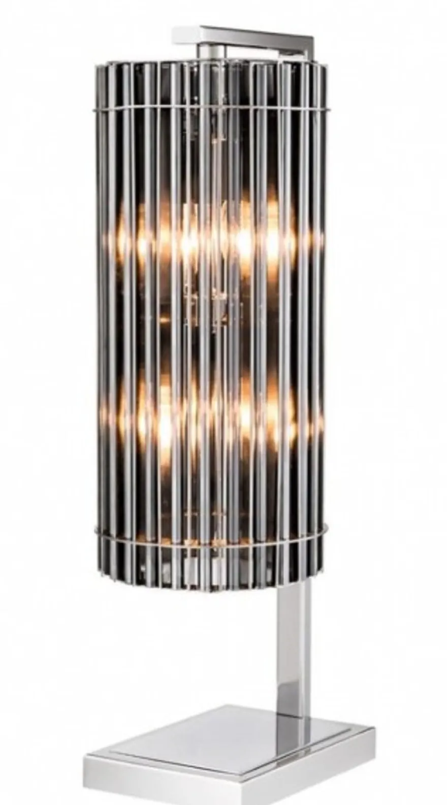 Casa Padrino Luxus Tischleuchte im edlen Nickel Design - 23 x 16,5 x 66 cm - Massive Ausführung