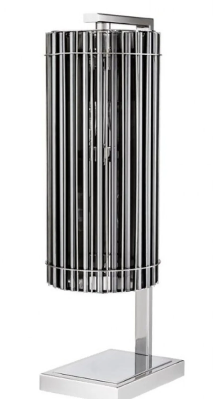 Casa Padrino Luxus Tischleuchte im edlen Nickel Design - 23 x 16,5 x 66 cm - Massive Ausführung