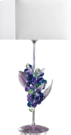 Casa Padrino Luxus Tischleuchte Weintrauben Silber / Lila / Grün / Weiß 20 x 20 x H. 50 cm - Moderne Schreibtischleuchte mit edlem Swarovski Kristallglas - Luxus Qualität - Made in Italy