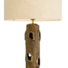Casa Padrino Luxus Tischleuchte im Vintage Messing Look / Sockel aus schwarzem Granit Ø 45 cm x H. 74,5 cm