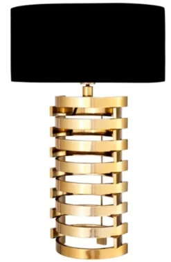 Casa Padrino Luxus Tischleuchte Gold finish / Lampenschirm Schwarz 74 x 50 cm - Leuchte - Luxury Collection
