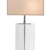 Casa Padrino Luxus Tischleuchte aus Nickel und Kristallglas, Durchmesser 16 cm, Höhe 51 cm, Lampenschirm Weiß
