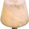Casa Padrino Luxus Tischleuchte Antik Messing / Alabaster Ø 20 x H. 50,5 cm - Runde Metall Schreibtschleuchte mit Alabaster Lampenschirm - Luxus Kollektion