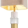 Casa Padrino Luxus Tischleuchte Antik Messingfarben / Weiß / Beige 35 x 35 x H. 87 cm - Schreibtischleuchte mit Marmor und Kristallglas - Luxus Qualität