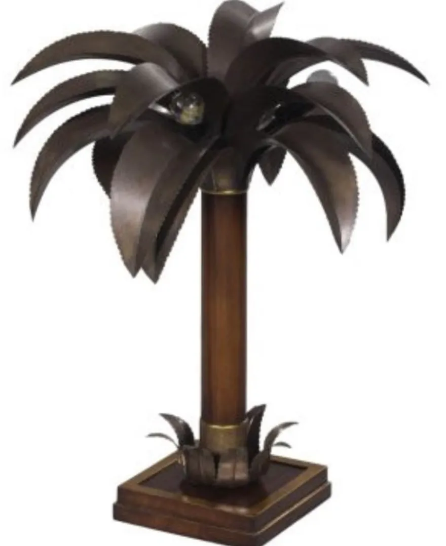Casa Padrino Luxus Tischleuchte / Tischlampe Palme Braun 60 x 60 x H. 78 cm - Luxus Qualität