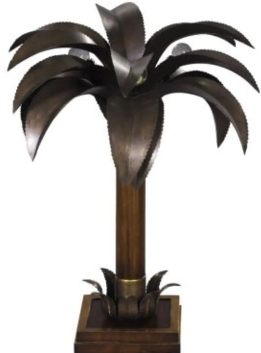 Casa Padrino Luxus Tischleuchte / Tischlampe Palme Braun 60 x 60 x H. 78 cm - Luxus Qualität