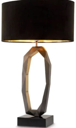 Casa Padrino Luxus Tischleuchte Rotguss / Antik Messing / Schwarz 50 x 30 x H. 86,5 cm - Schreibtischleuchte mit Marmorsockel und ovalem Lampenschirm - Luxus Leuchten - Luxus Möbel - Luxus Interior