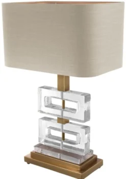 Casa Padrino Luxus Tischleuchte Vintage Messing / Khaki 45 x H. 70 cm - Luxus Kollektion
