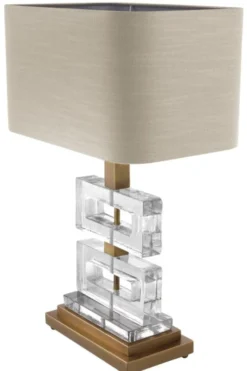 Casa Padrino Luxus Tischleuchte Vintage Messing / Khaki 45 x H. 70 cm - Luxus Kollektion