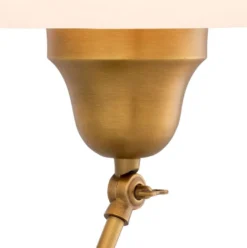 Casa Padrino Luxus Tischleuchte Antik Messing / Schwarz / Weiß Ø 42 x H. 55 cm - Verstellbare Schreibtschleuchte mit rundem Glas Lampenschirm - Luxus Leuchten - Luxus Möbel - Luxus Interior
