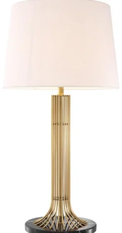 Casa Padrino Luxus Tischleuchte Gold / Schwarz / Weiß Ø 45 x H. 86 cm - Designer Lampe mit Lampenschirm