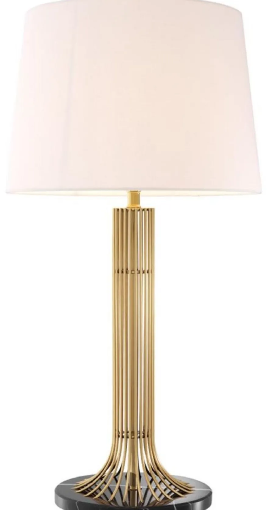 Casa Padrino Luxus Tischleuchte Gold / Schwarz / Weiß Ø 45 x H. 86 cm - Designer Lampe mit Lampenschirm