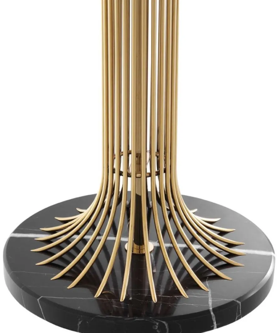 Casa Padrino Luxus Tischleuchte Gold / Schwarz / Weiß Ø 45 x H. 86 cm - Designer Lampe mit Lampenschirm