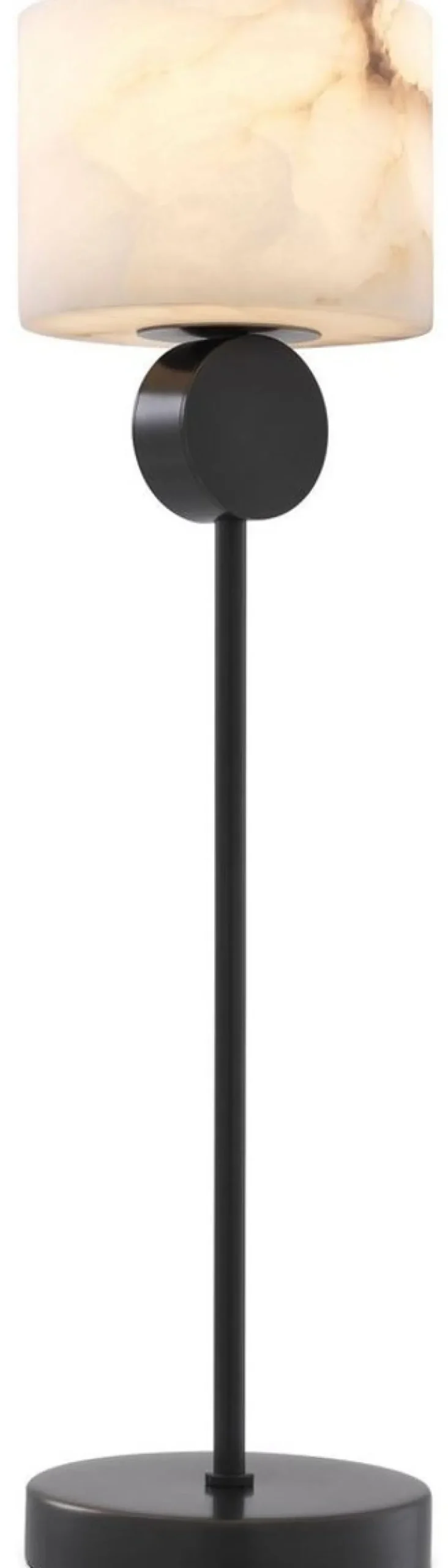 Casa Padrino Luxus Tischleuchte Bronze / Alabaster Ø 20 x H. 76 cm - Moderne Tischlampe mit rundem Alabaster Lampenschirm - Luxus Leuchten