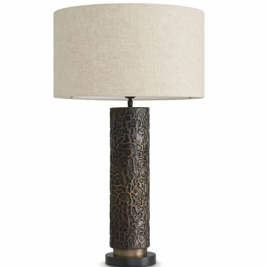 Casa Padrino Luxus Tischleuchte Bronze / Messing / Schwarz / Creme H. 76 cm