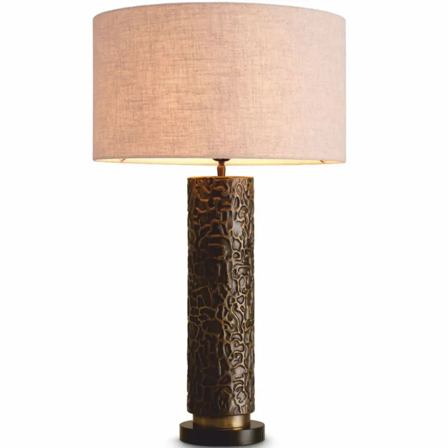Casa Padrino Luxus Tischleuchte Bronze / Messing / Schwarz / Creme H. 76 cm