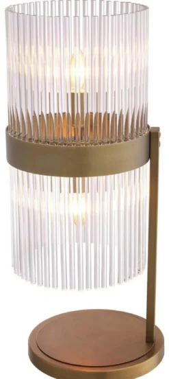 Casa Padrino Luxus Tischleuchte Antik Messingfarben 28 x 23,5 x H. 60,5 cm - Elegante Schreibtschleuchte im Retro Stil - Luxus Kollektion